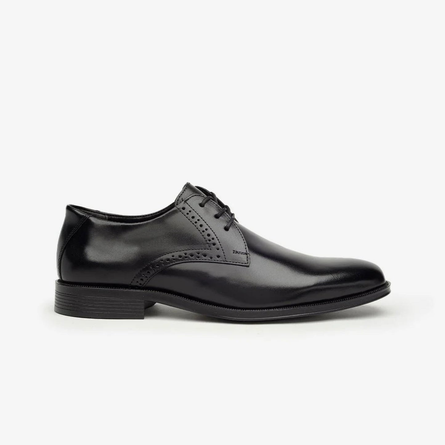 Aretina | Leon | Men's Plain Toe Derby Shoe in Black Nappa Leather