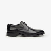 Aretina | Leon | Men's Plain Toe Derby Shoe | Black Nappa Leather
