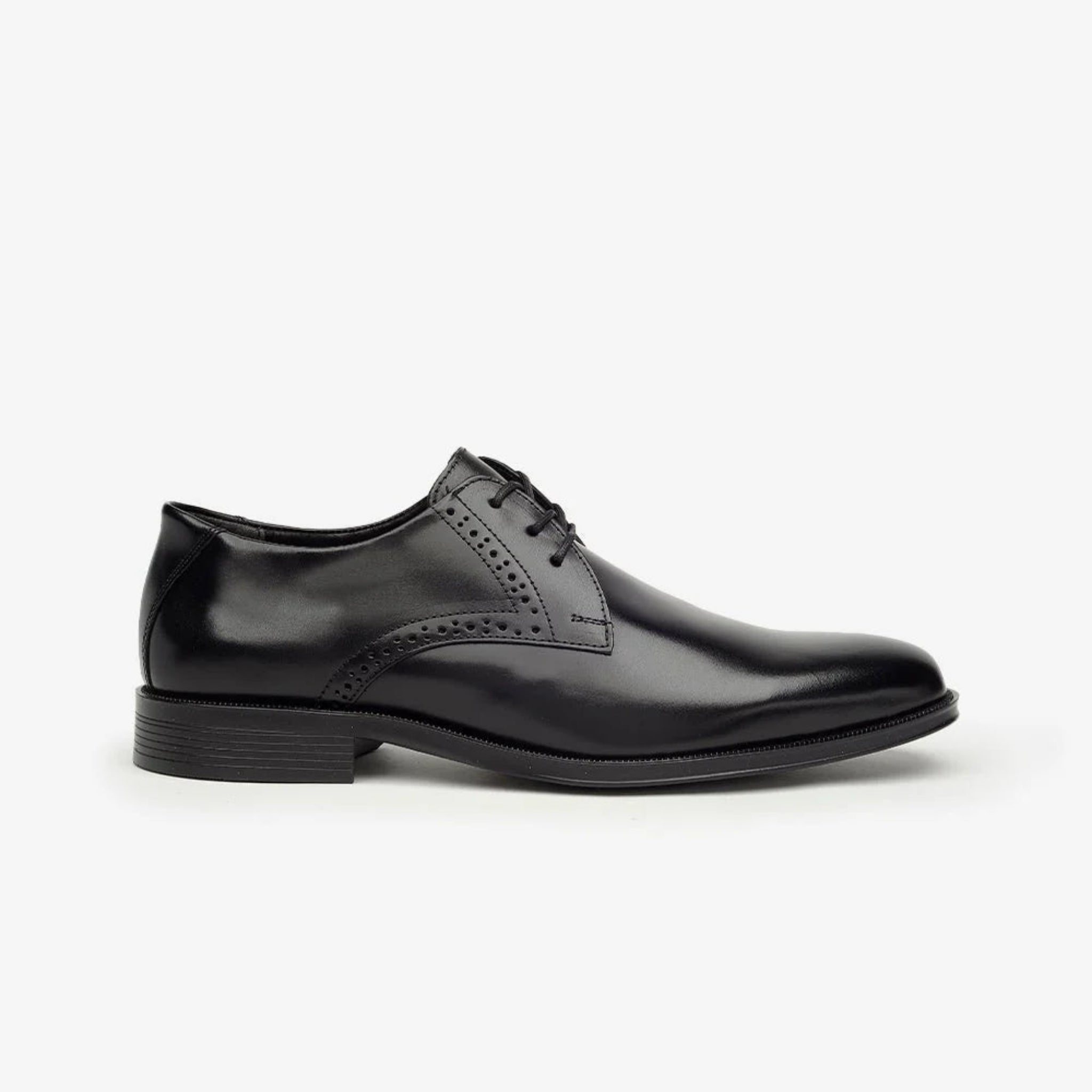 Aretina | Leon | Men's Plain Toe Derby Shoe | Black Nappa Leather