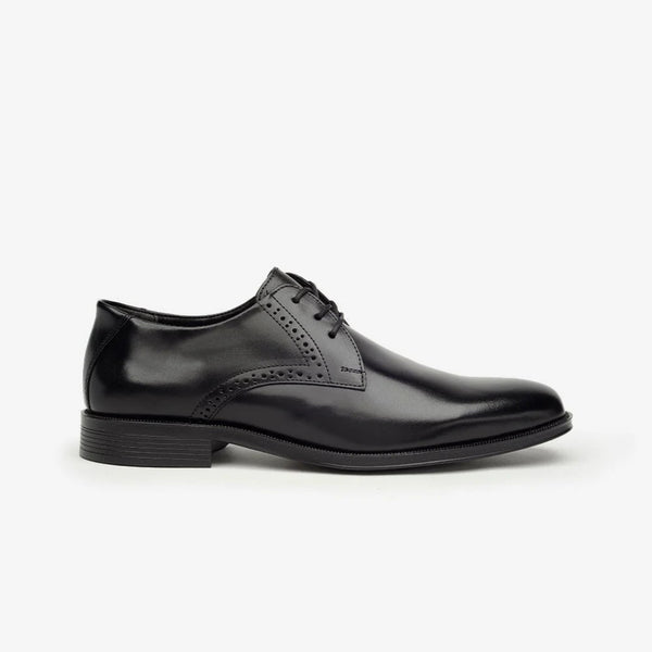 Aretina | Leon | Men's Plain Toe Derby Shoe | Black Nappa Leather