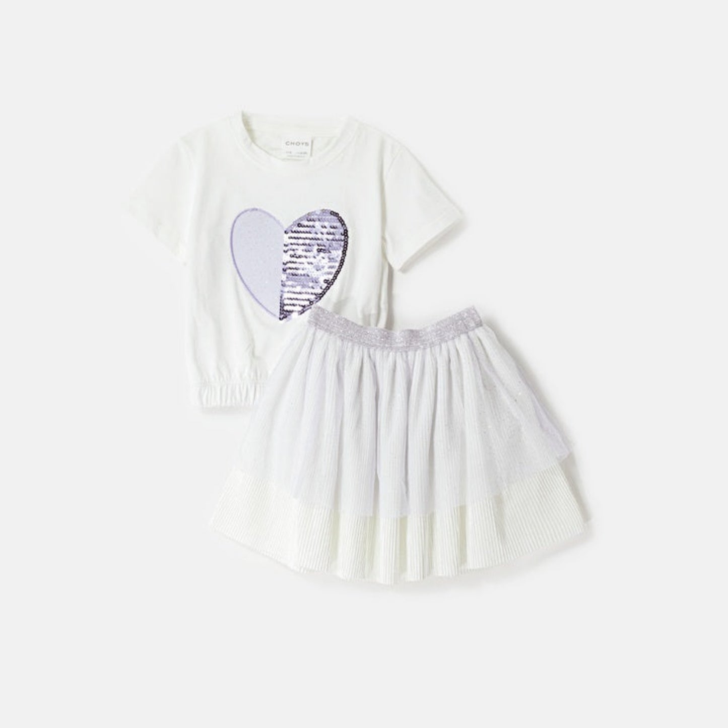 Choys | Girls’ Sequin Heart Two-Piece Set | 3F3