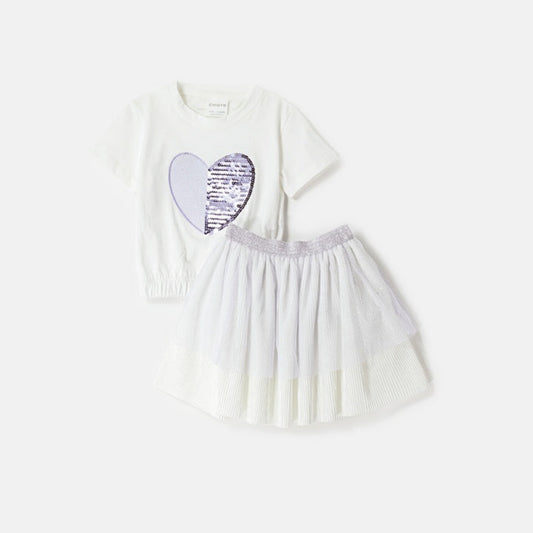 Choys | Girls’ Sequin Heart Two-Piece Set | 3F3