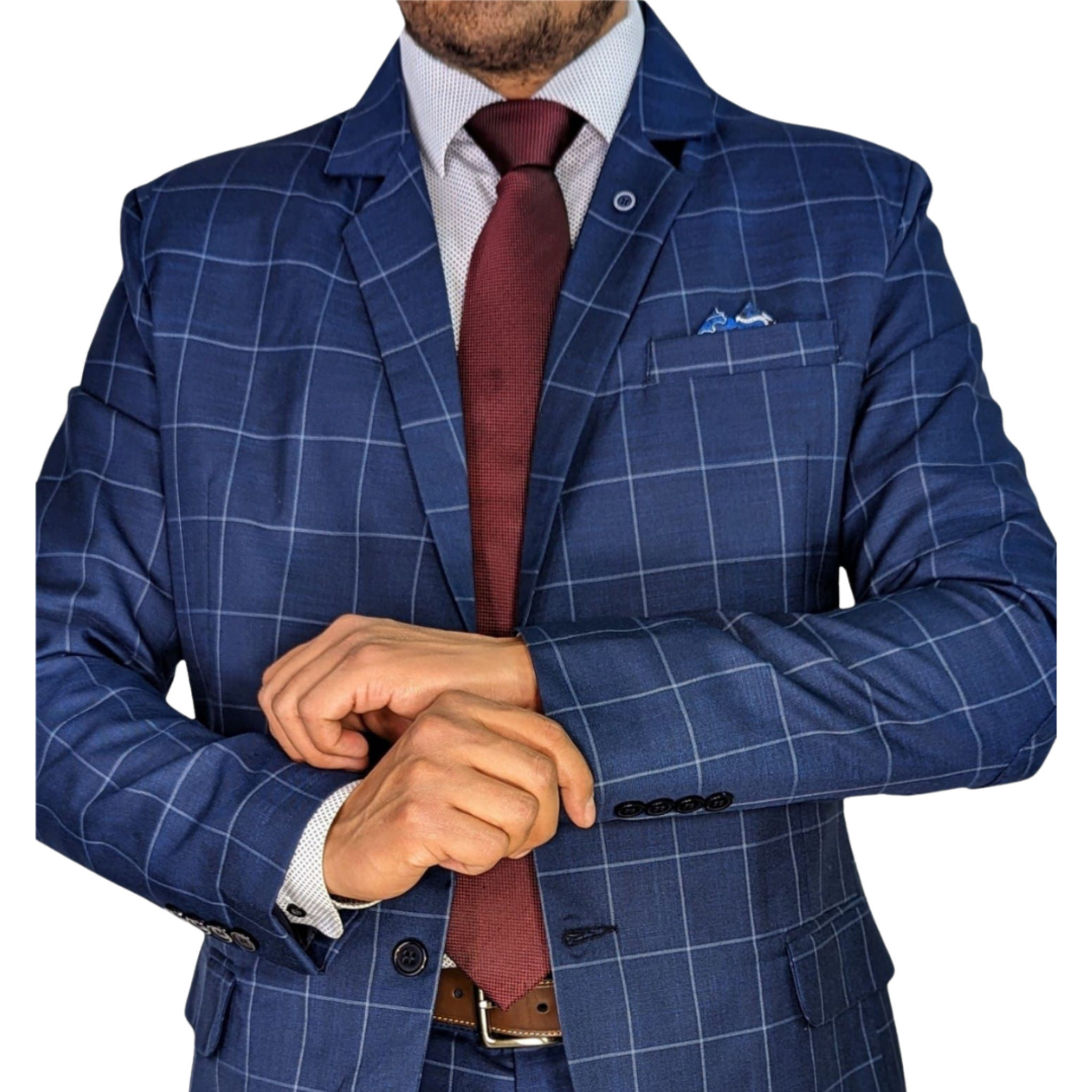 Kovx | Navy Blue Windowpane Plaid Sport Jacket | Style 2201 | Slim Fit
