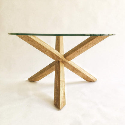 Brossard | Matatena-Base Coffee Table with Glass Top | Natural Finish