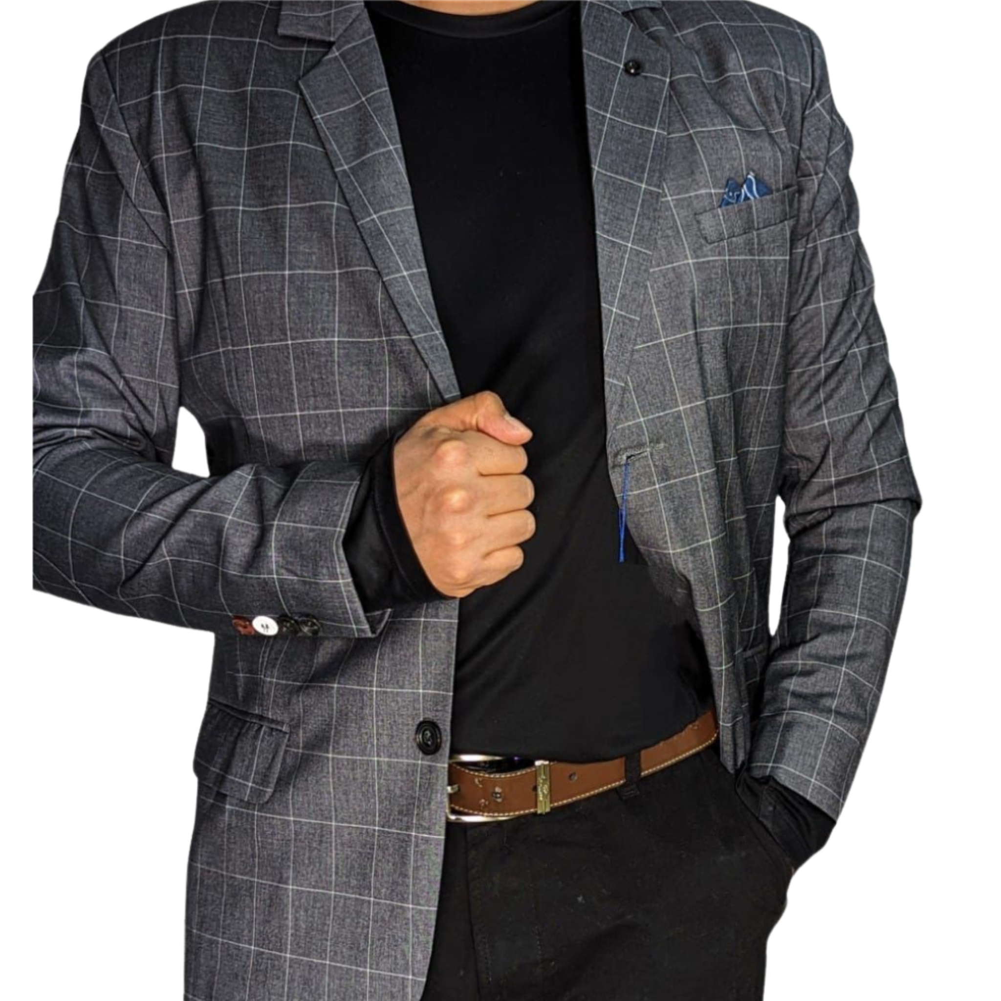 Kovx | Oxford Gray Windowpane Plaid Sport Jacket | Style 2202 | Slim Fit