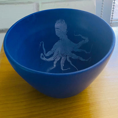 Damar | Individual Blue Bowl | White Octopus