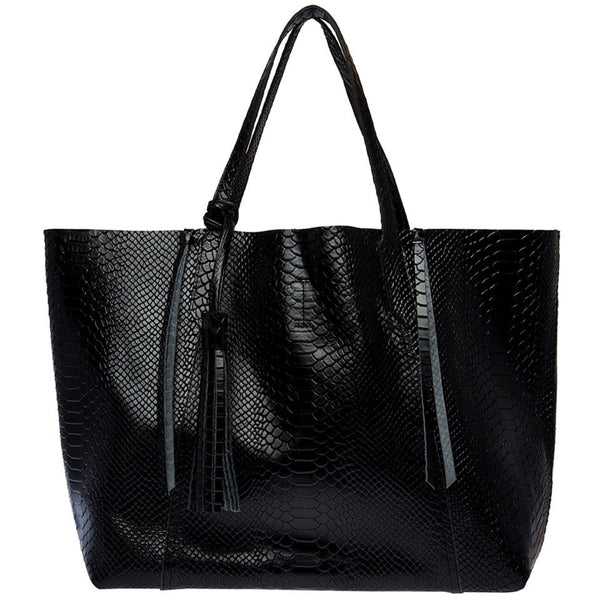 Vianala | Victoria Tote Bag in Black Snake Pattern