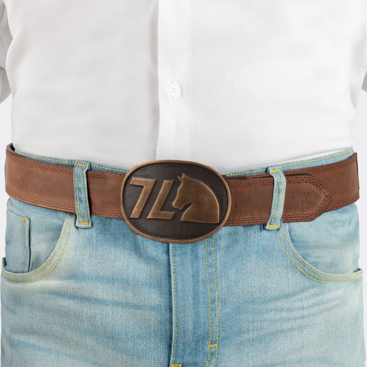 7 Leguas | Men's Cowboy Brown Leather Belt | 14-B