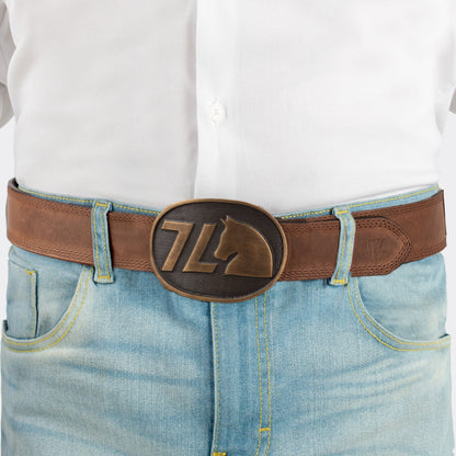 7 Leguas | Men's Cowboy Brown Leather Belt | 14-B