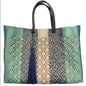 Ela Kovuna | Women's Large Handcrafted Tote Bag | Gold, Turquoise and Beige