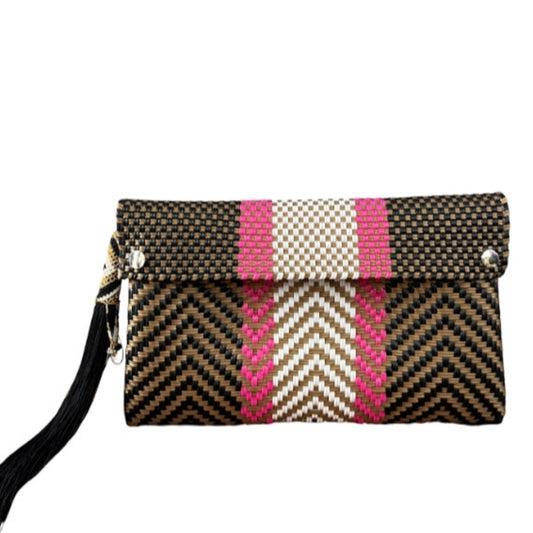 Ela Kovuna | Women's Handcrafted Clutch | Black, White and Pink