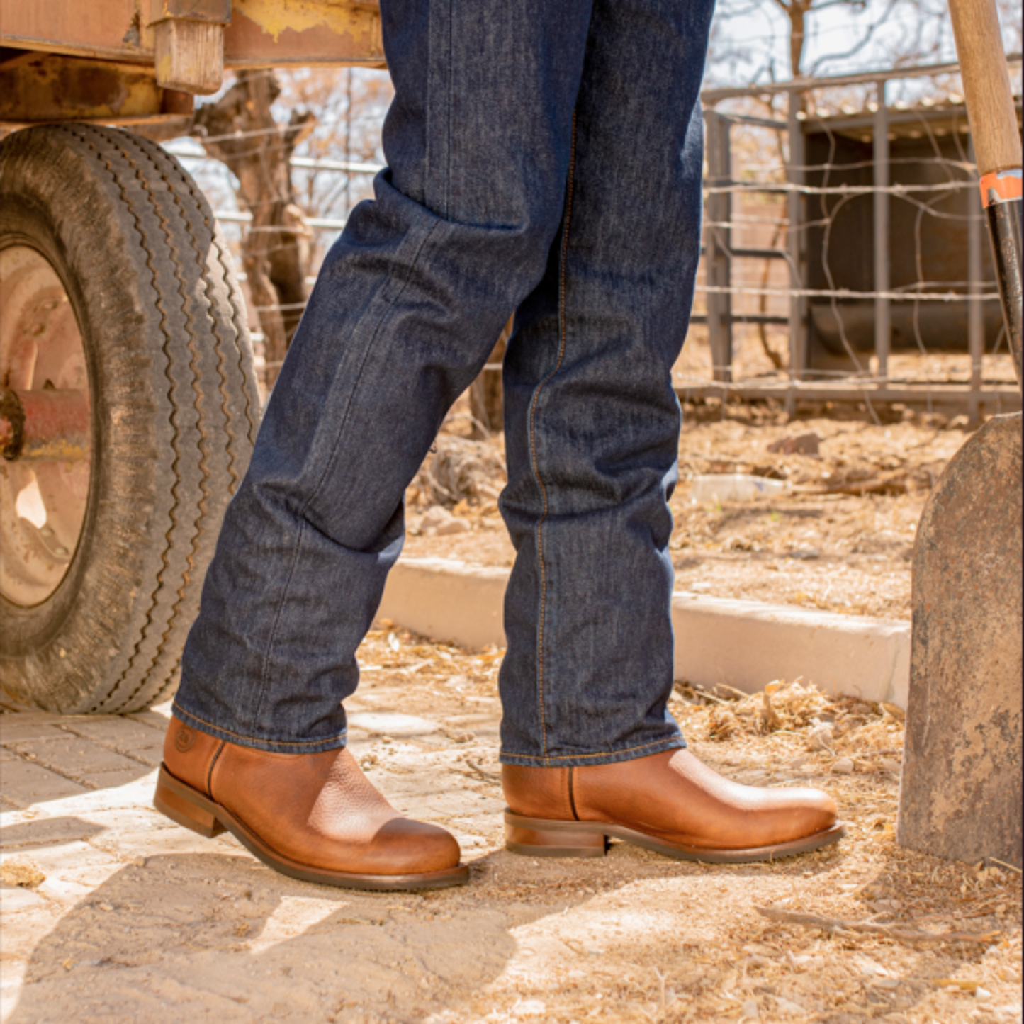 7 Leguas | Men's Ocher Leather Roper Boot Rubber Sole | 1000-JA