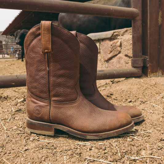 7 Leguas | Men's Ocher Leather Roper Boot Rubber Sole | 1000-JA