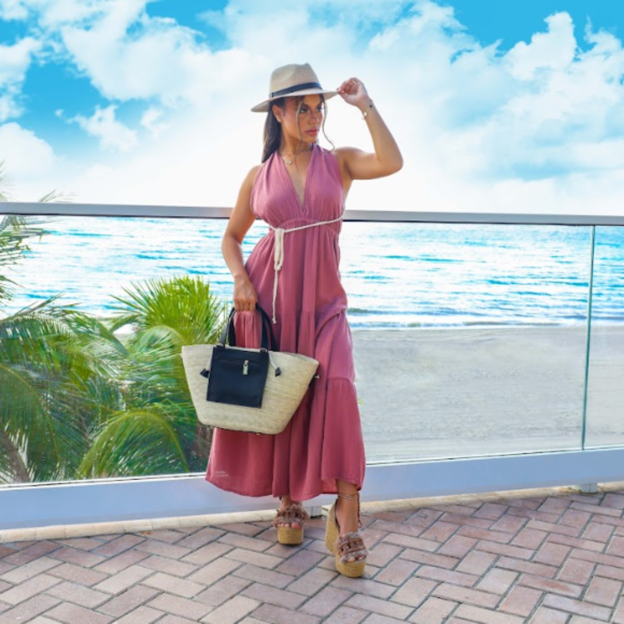 By Del Rio | Casual Palm Leaf Beach Bag | Various Colors