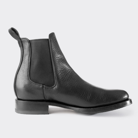 7 Leguas | Men's Black Leather Chelsea Boot with Rubber Sole | 6206-V