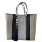 Ela Kovuna | Women's Medium Handcrafted Tote Bag | Black, Off White and Navy Blue