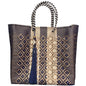 Ela Kovuna | Women's Medium Handcrafted Tote Bag | Gold, Navy Blue and Beige