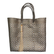 Ela Kovuna | Women's Medium Handcrafted Tote Bag | Gold and Silver