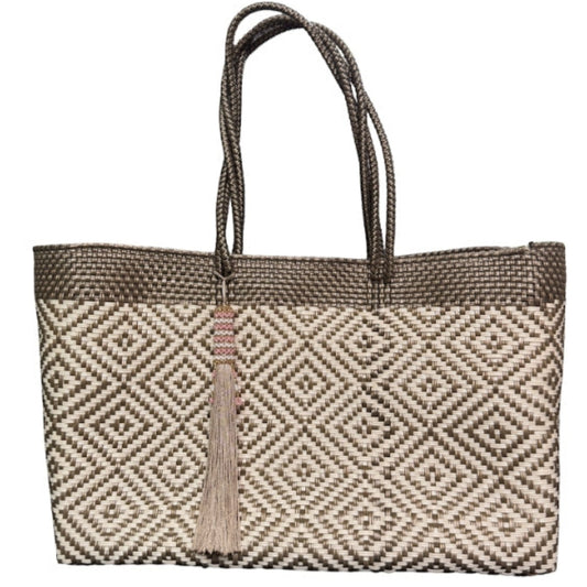 Ela Kovuna | Women's Large Handcrafted Tote Bag | Gold and Beige