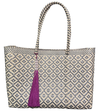 Ela Kovuna | Women's Large Handcrafted Tote Bag | Silver and Beige
