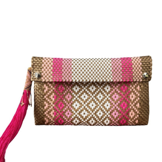 Ela Kovuna | Women's Handcrafted Clutch | Gold, Pink and White