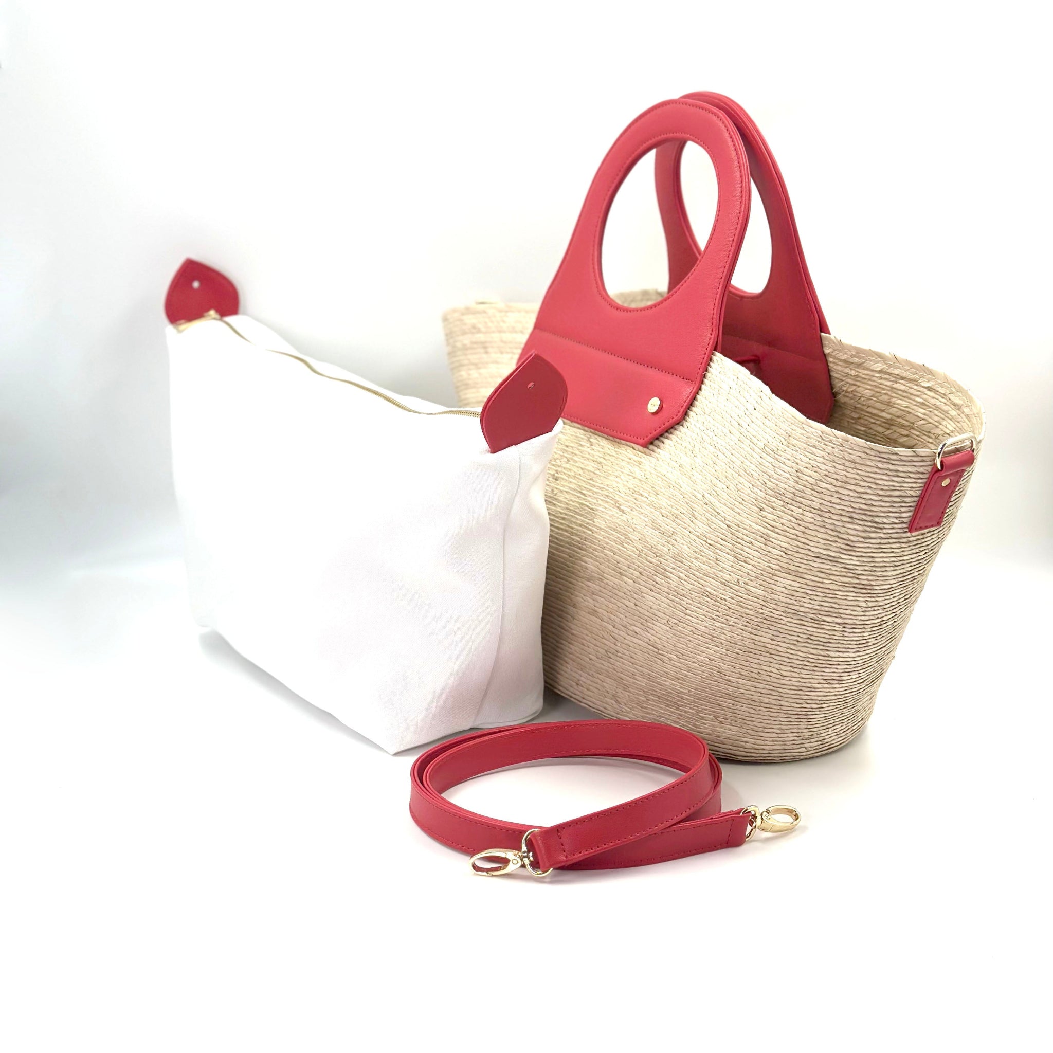 By Del Rio | Casual Pool Party Palm Leaf Bag | White, Black, Pumpkin, Red, Green