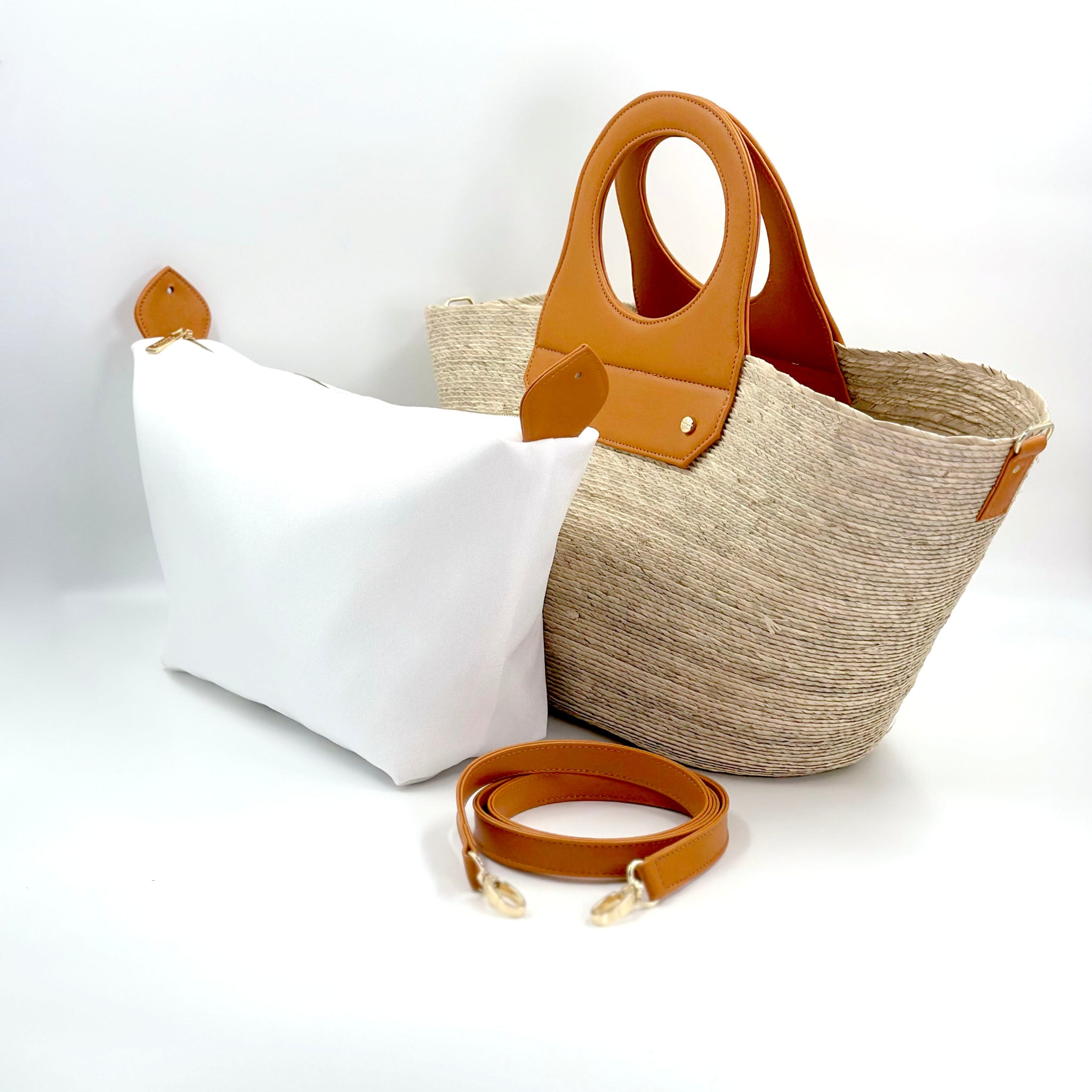 By Del Rio | Casual Pool Party Palm Leaf Bag | White, Black, Pumpkin, Red, Green