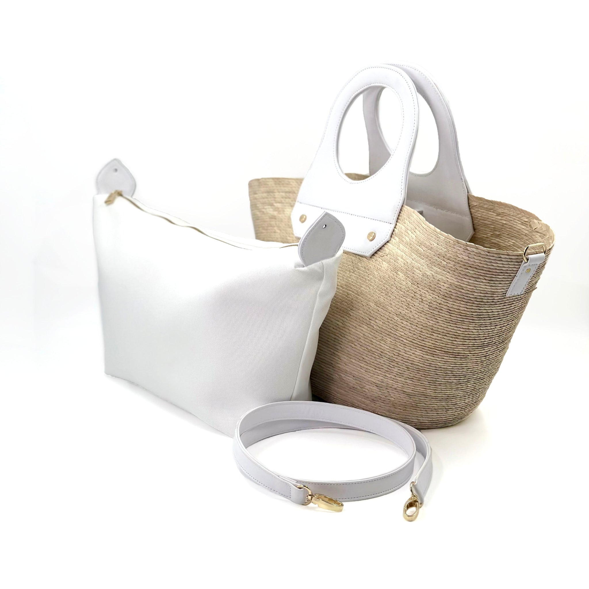 By Del Rio | Casual Pool Party Palm Leaf Bag | White, Black, Pumpkin, Red, Green