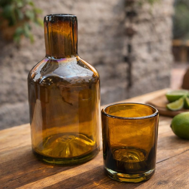 Limoncello | Bottle-Style Vase 2 – Blown Glass | Amber
