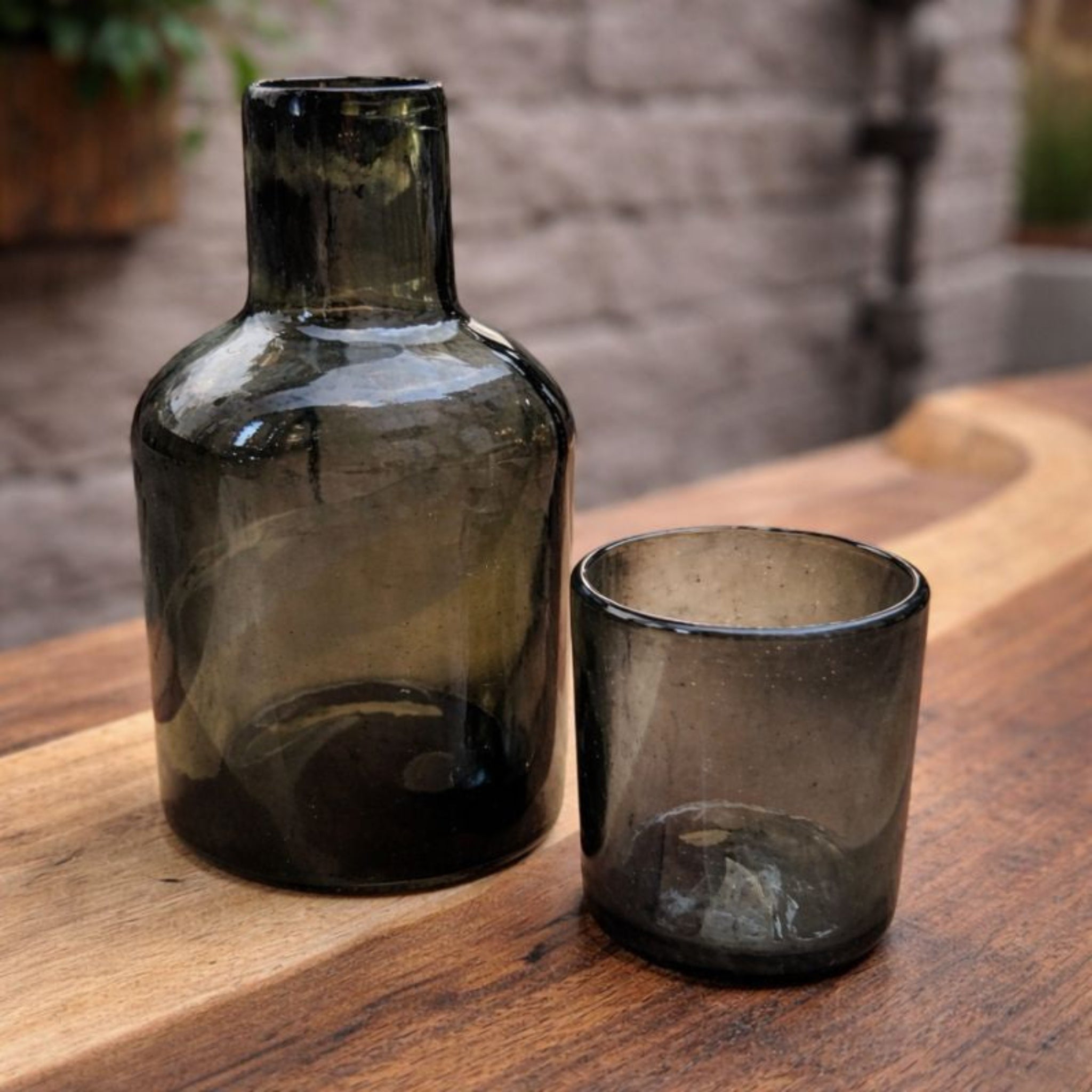 Limoncello |  Bottle-Style Vase 2 – Blown Glass | Smoke