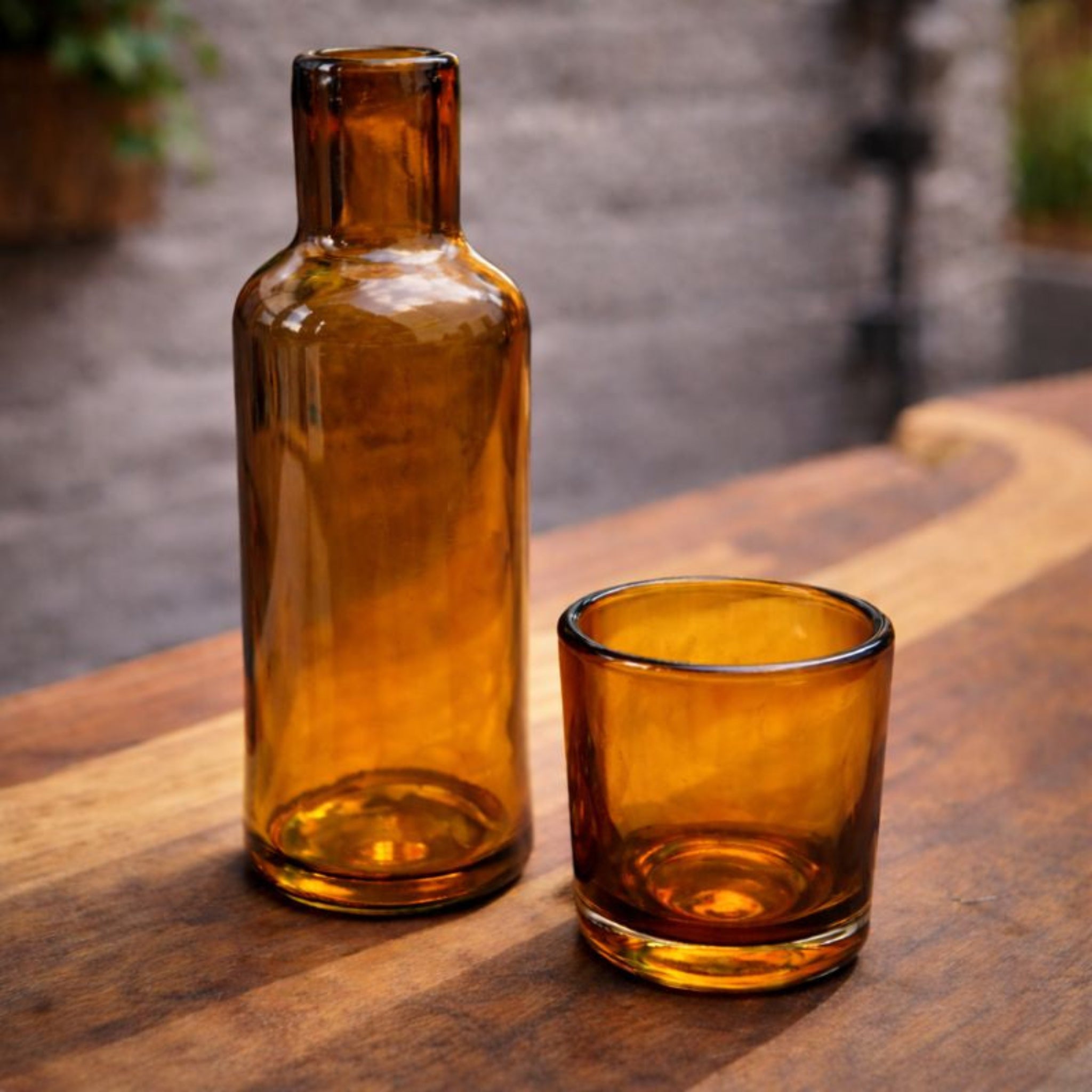 Limoncello | Bottle-Style Vase 1 – Blown Glass | Amber