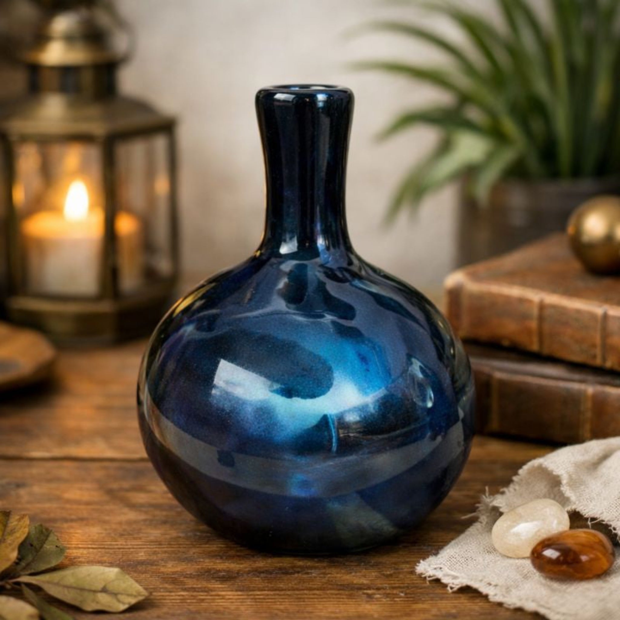 Limoncello | Blue Ball Vase | Blown Glass