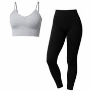 Majo | Solid Leggings Set and Solid Strap Top | Gray-Black