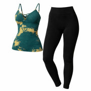 Majo | Solid leggings Set and Strap Blouse with Tie-Dye Effect | Blue-Rust