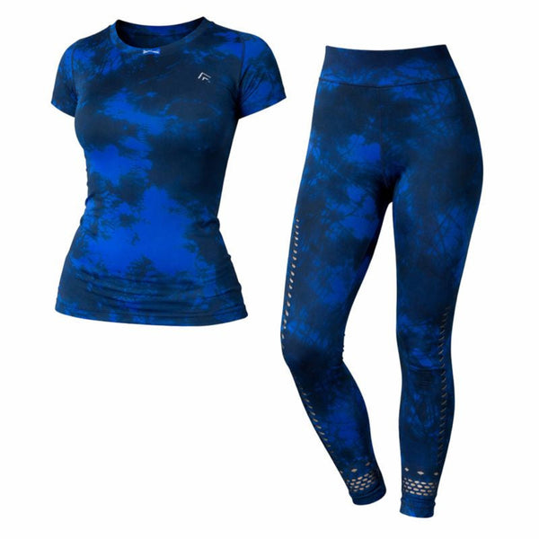 Majo | Mesh Set with Short Sleeve T-Shirt featuring Tie-Dye Effect | Blue