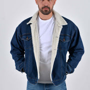 Silver Moos | Classic Stretch Jacket with Sherpa Lining 9240-T3 | Dark Wash