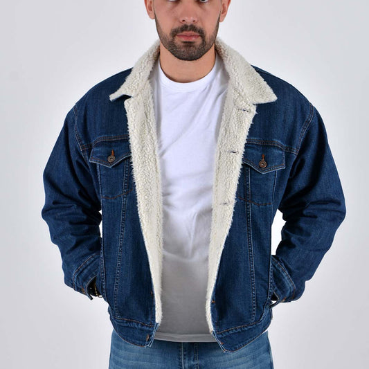 Silver Moos | Classic Stretch Jacket with Sherpa Lining 9240-T3 | Dark Wash