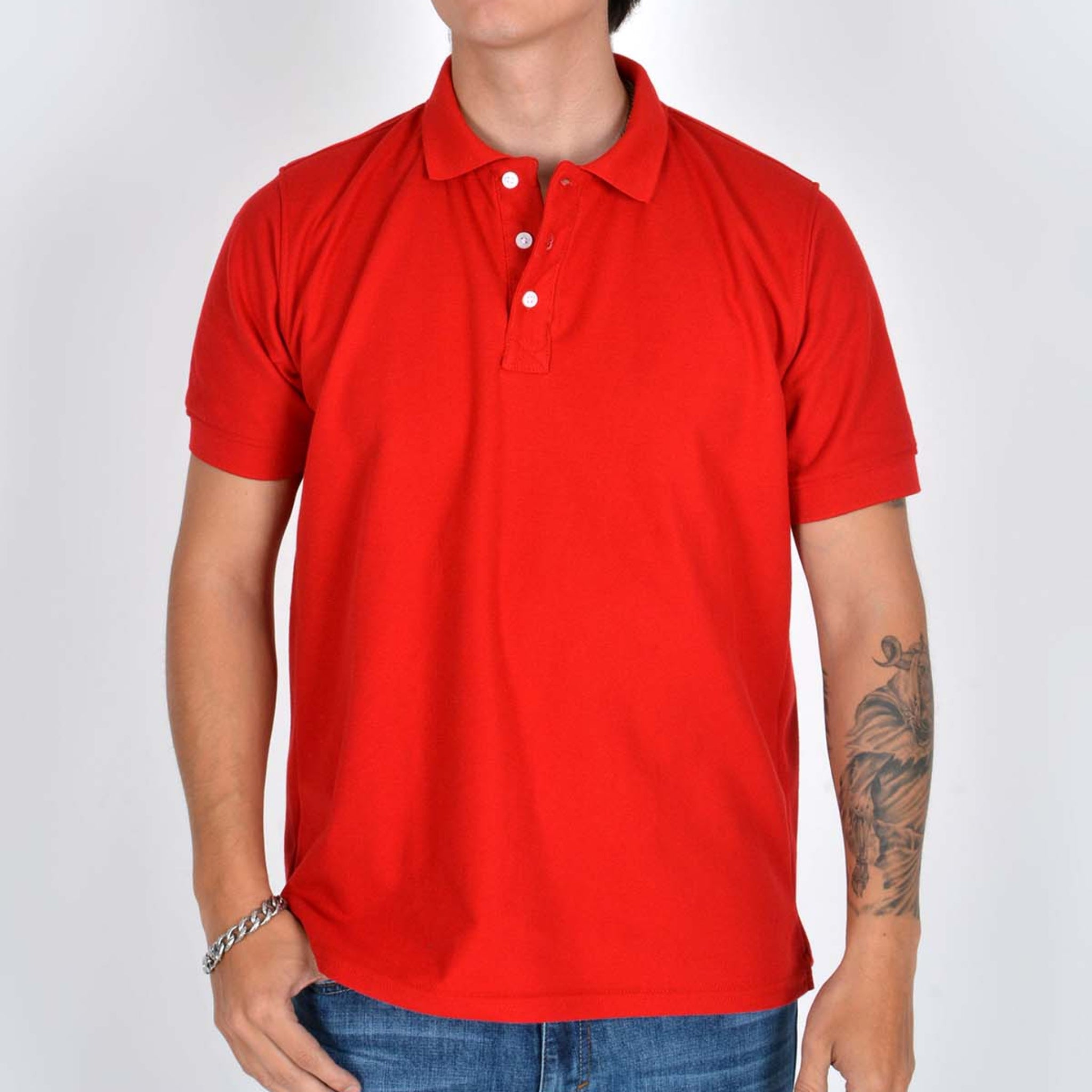 Silver Moos | Polo T-Shirt – Piqué Fabric 2464-4 | Red
