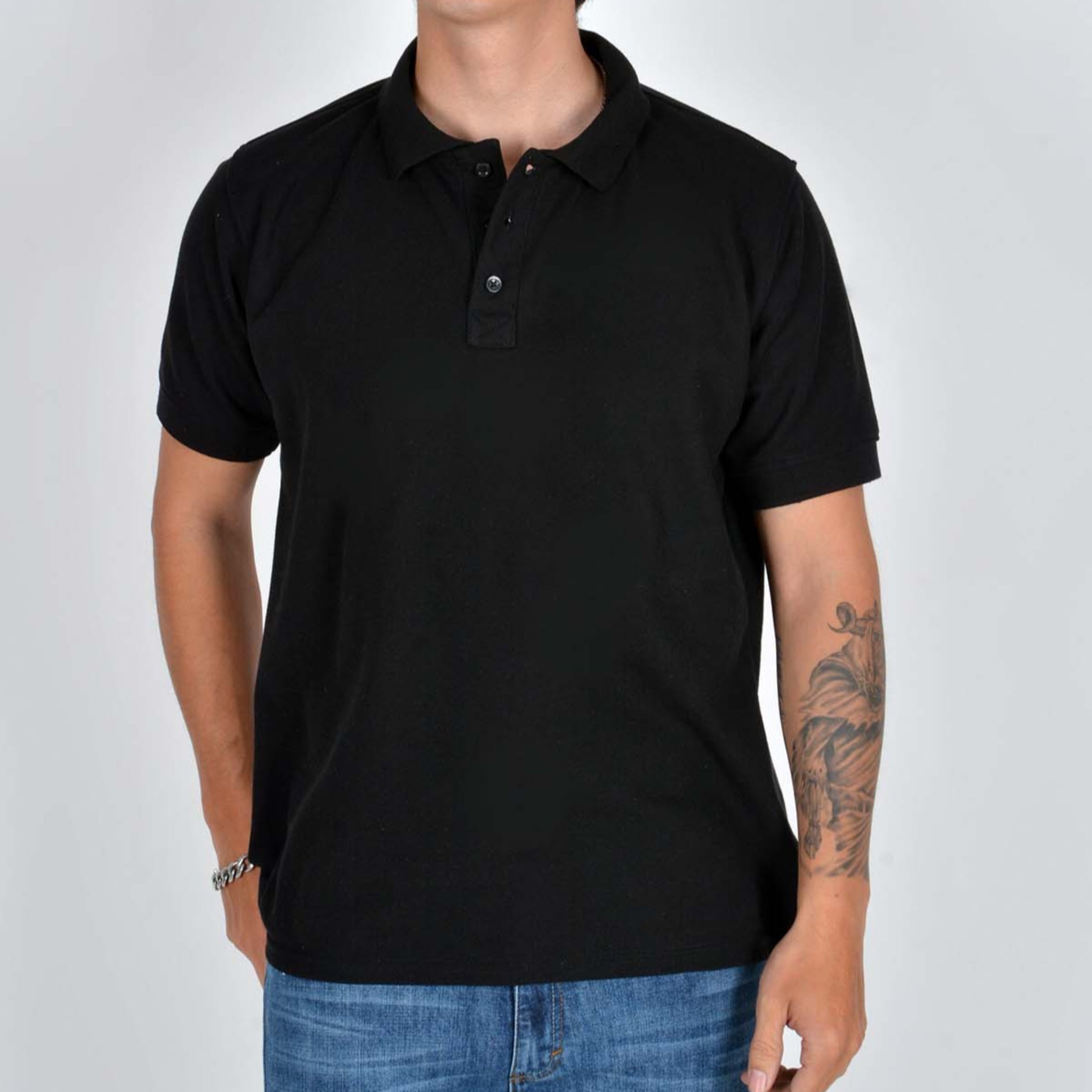 Silver Moos | Polo T-Shirt – Piqué Fabric 2464-1 | Black