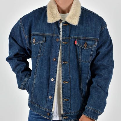 Silver Moos | Classic Stretch Fabric Jacket with Sherpa Lining 9240-T4 | Medium Wash