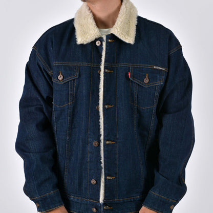 Silver Moos | Classic Stretch Jacket with Sherpa Lining 9240-T3 | Dark Wash
