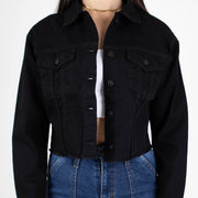 Silver Moos | Women’s Short Stretch Denim Jacket 7096 | Black