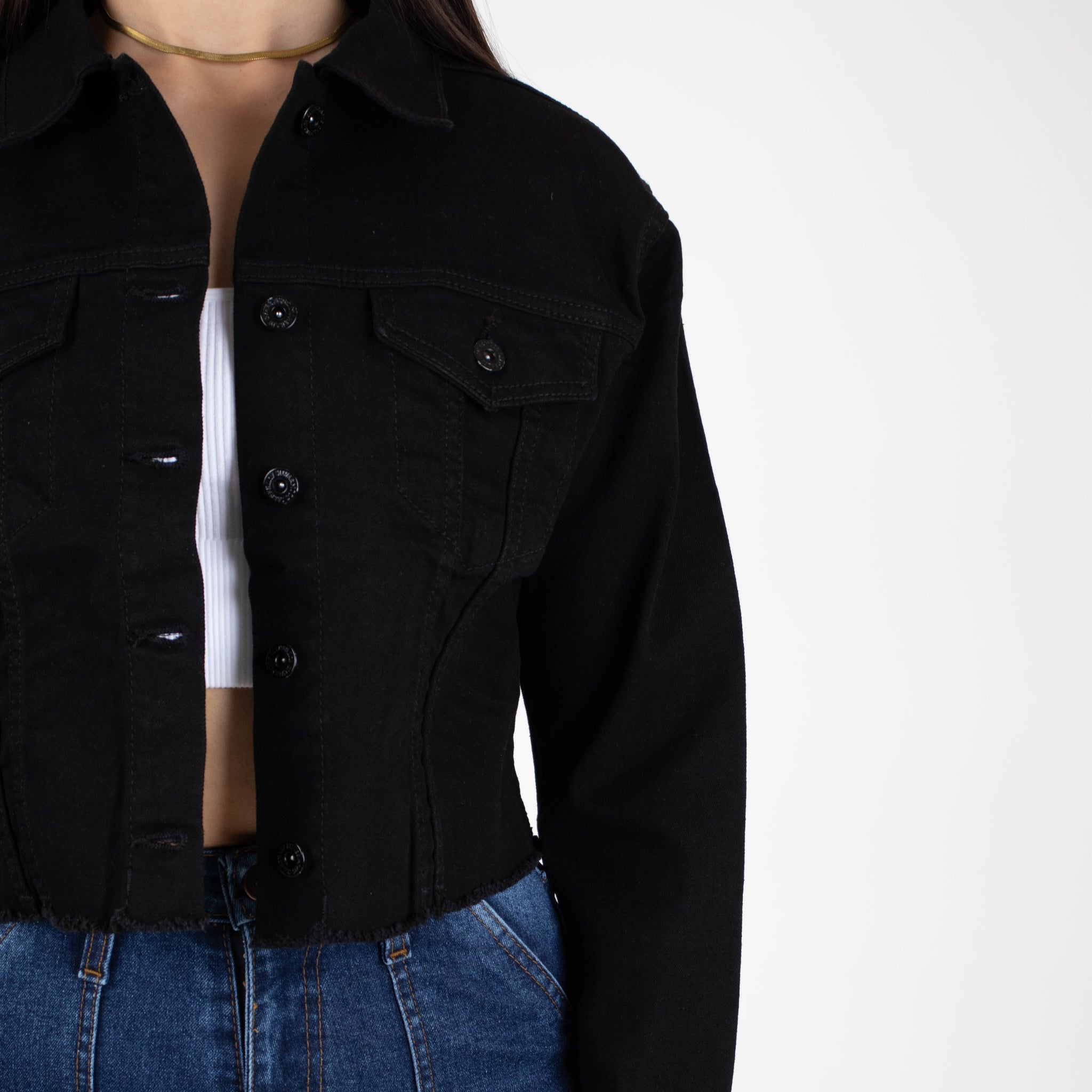 Silver Moos | Women’s Short Stretch Denim Jacket 7096 | Black