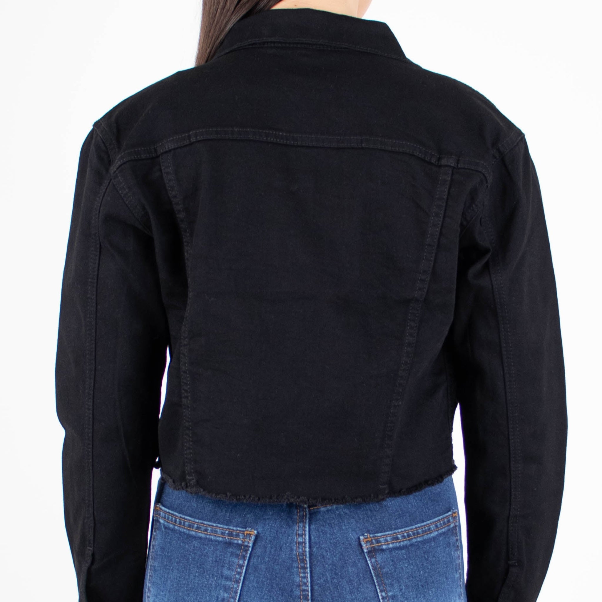 Silver Moos | Women’s Short Stretch Denim Jacket 7096 | Black