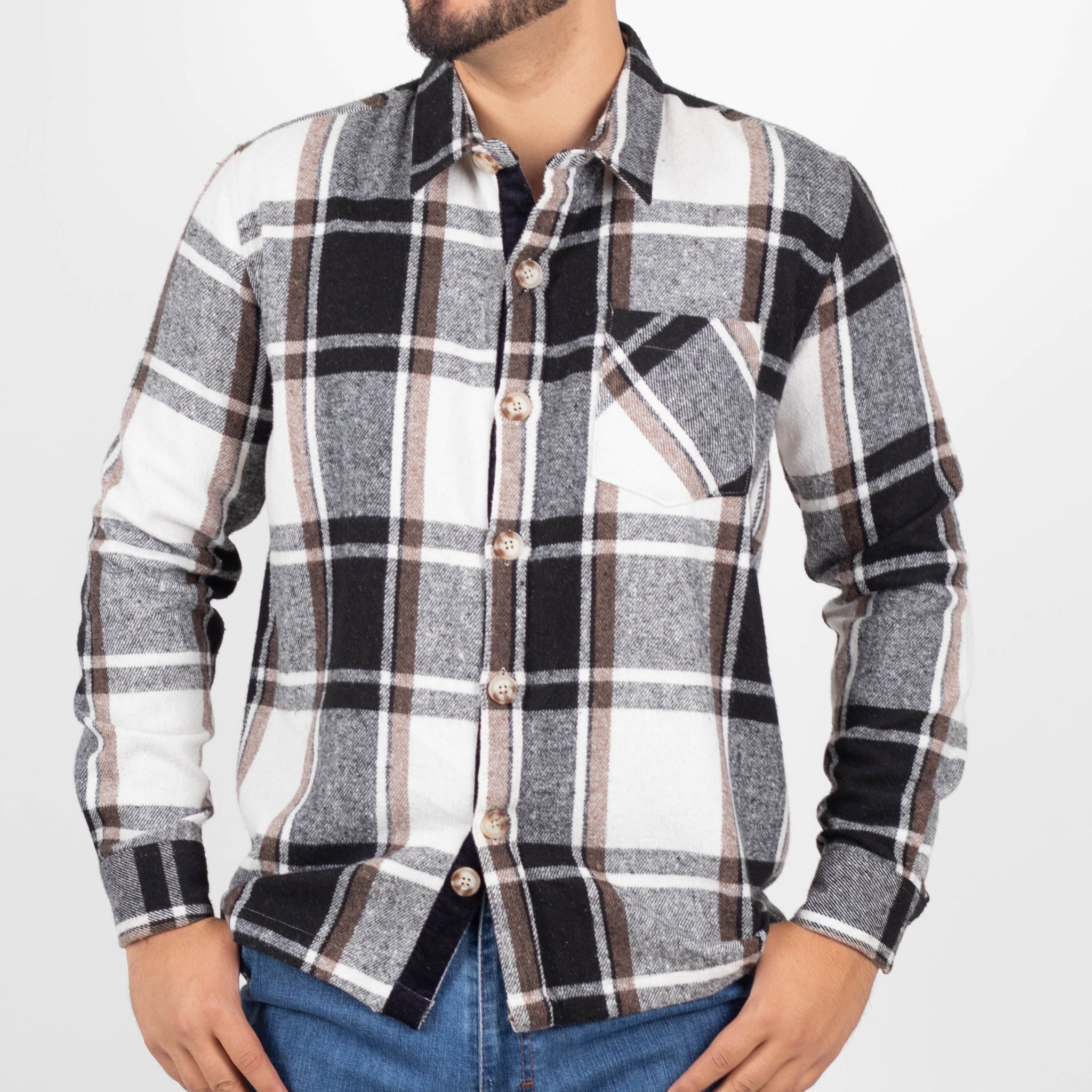 Silver Moos | Plaid Flannel Shirt | Black, White & Red