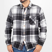 Silver Moos | Plaid Flannel Shirt | Gray and White