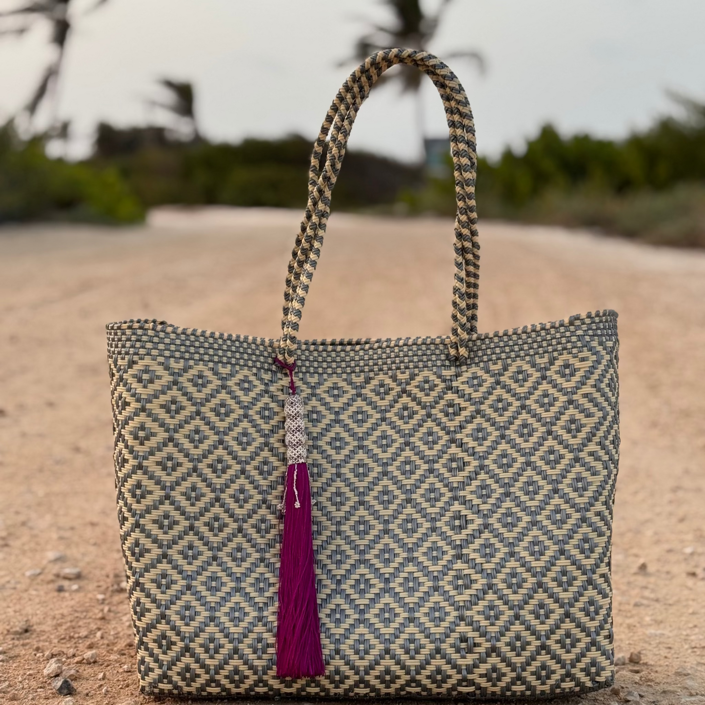 Ela Kovuna | Women's Large Handcrafted Tote Bag | Silver and Beige