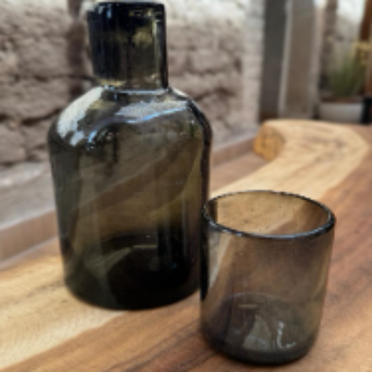 Limoncello |  Bottle-Style Vase 2 – Blown Glass | Smoke