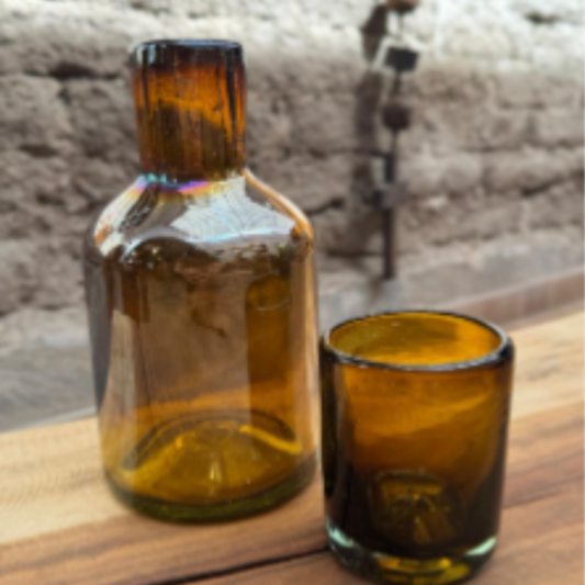 Limoncello | Bottle-Style Vase 2 – Blown Glass | Amber
