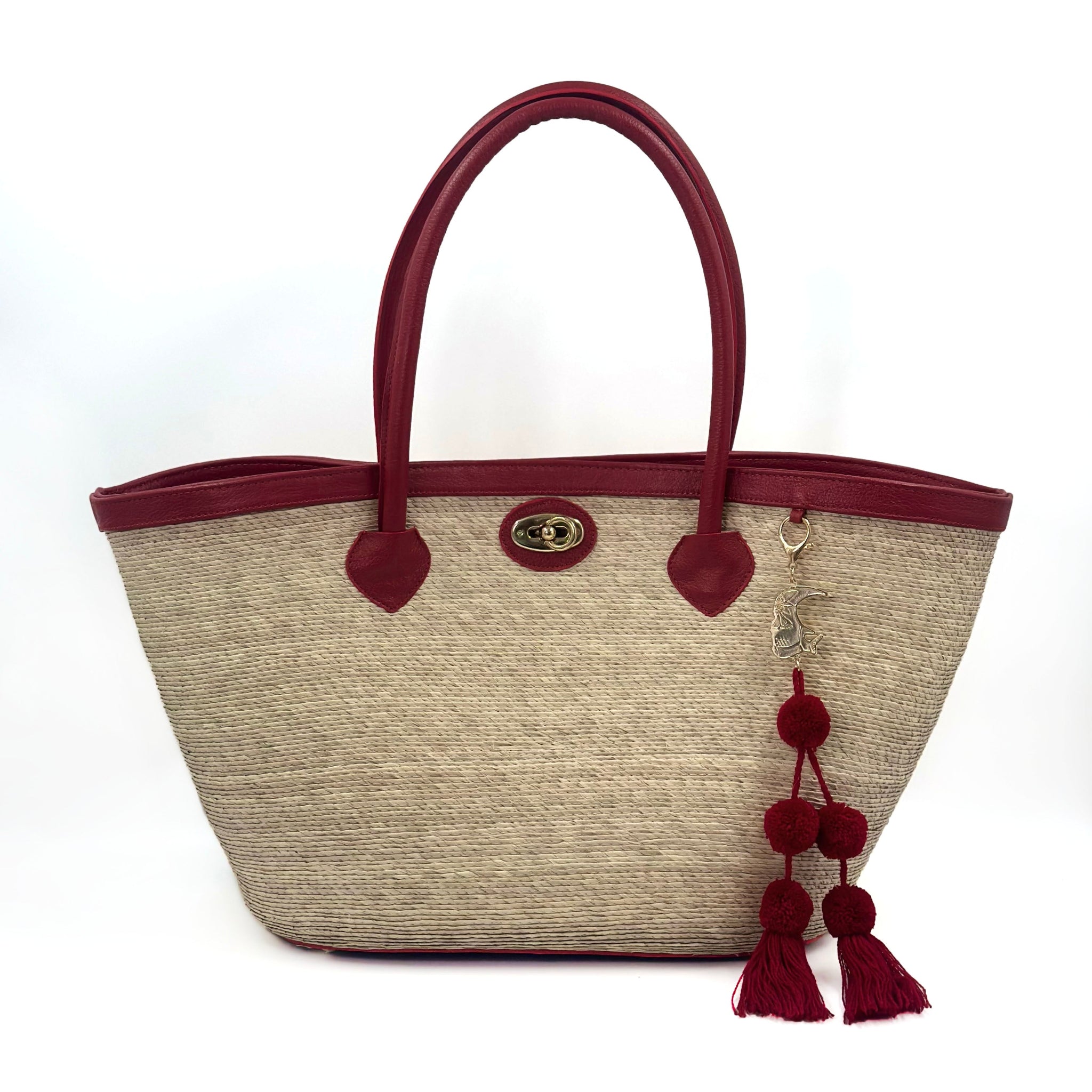 By Del Rio | Luxury Palm Leaf Bag | Black, Red